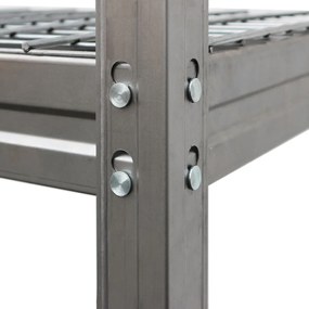 Kovový regál BULLRACK RIVET, 200x210x60 cm, 4x sieťová drôtená polica, 600 kg na policu, zinok