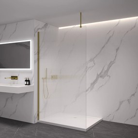 CERANO - Sprchová zástena Walk-in Onyx Top L/P - guľatá vzpera - zlatá kartáčovaná, ryhované sklo - 150x200 cm, CER-CER-8050BD1598