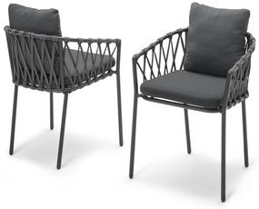 2 jedálenské kreslá s textilným výpletom