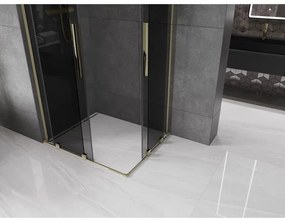 Mexen Velar L Duo, sprchový kút s posuvnými dverami 90 x 80 cm, 8mm šedé sklo, zlatá lesklá, 871-090-080-02-43-50