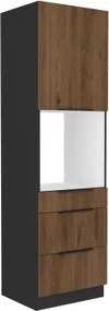 Vysoká skriňa pre vstavanú rúru Monza, 60 cm, orech/čierna%