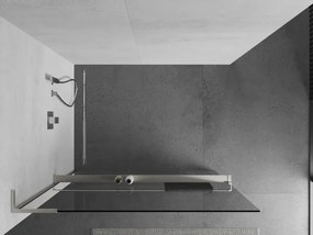 Mexen Kioto+ L, sprchová zástena Walk-In s poličkou a vešiakom 55 x 200 cm, 8mm číre sklo, brúsená oceľ profil, 800-055-123-97-00