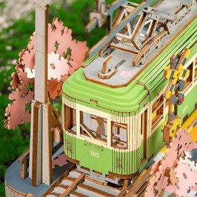 RoboTime 3D drevená skladačka Stanica so sakurami