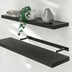 Nástenná polica FIGO + konzola, 90cm, čierna Casaria