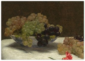 Sklenený obraz - Henri Fantin-Latour, Still Life with Grapes and a Carnation, reprodukcia (70x50 cm)
