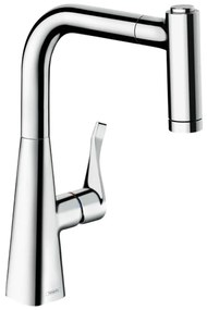 Hansgrohe Metris M71 - Kuchynská páková batéria 220, Eco, vyťahovateľná sprška, 2jet, sBox, chróm 73823000