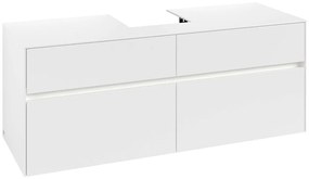 VILLEROY &amp; BOCH Collaro závesná skrinka pod umývadlo na dosku (umývadlo v strede), 4 zásuvky, s LED osvetlením, 1400 x 500 x 548 mm, White Matt, C100B0MS