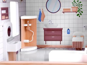 JOKOMISIADA Drevený domček pre bábiky v štýle Boho s LED osvetlením ZA4131