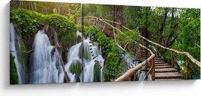 Obraz - Plitvické jazerá (s hodinami) (90x30 cm)