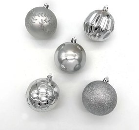 DECOLED Plastové koule, prům. 8 cm, 20x stříbrná
