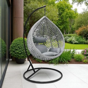 Závesné ratanové hojdacie kreslo SELENA PLUS sivé