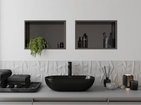 Mexen X-Wall-R, polica na zapustenie s prírubou  45 x 30 cm, grafitová matná - 19E0453010