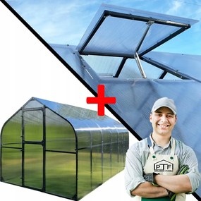 Skleník Polykarbonátový Tunel 10M2 250X400 Ptf Poľsko Antracit Grafit Okno