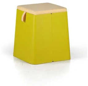 Plastový taburet s vankúšikom, žltý
