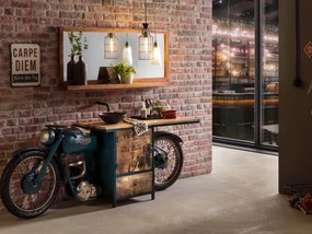 furniture-nabytek.cz - Masívna skrinka pod umývadlo Triumph z mangového dreva a kovu, lakovaná, modrá – 216×50×75 cm