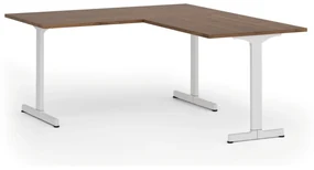 Kancelársky stôl PRIMO BETA L, 1600 x 1800 mm, biela podnož, orech