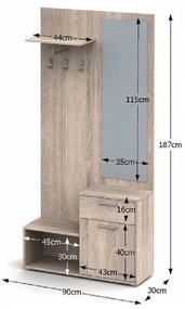 Predsieňová zostava, dub sonoma, NOKO-SINGA 03