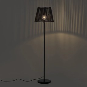 Vonkajšia stojaca lampa čierna s čiernym lanovým tienidlom IP44 - Virginia Jayla