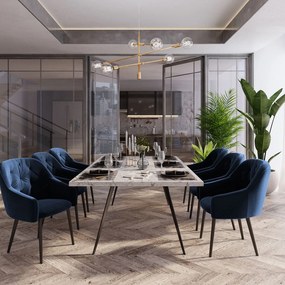 Modrá Zamatová stolička Luisa dĺžka 54 × šírka 50 × výška 80 cm MILO CASA