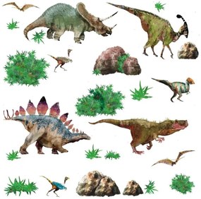 Samolepky na stenu DINOSAURI v štýle akvarelu