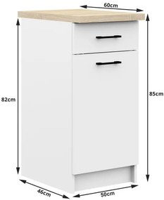 Spodná kuchynská skrinka s doskou OLIWIA S50 SZ1 biela