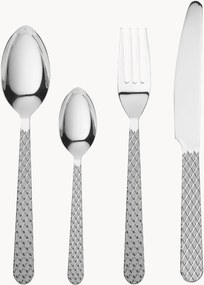 Súprava príborov's drážkovanou rukoväťou Rhombe, 4 osoby, 16 ks