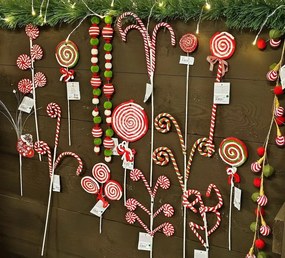 Bielo-červený vianočný zápich lízanky palice Candy - 17*1*66 cm