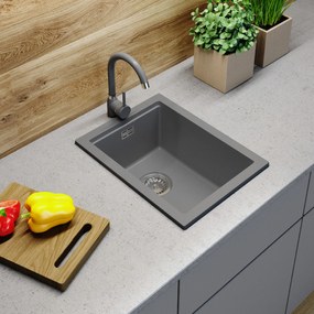 Gamma Decor 3850, 1-komorový granitový drez 380x500x207 mm, šedá, GMA-ZLE000163