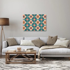 Sklenený obraz - Retro vzor s kvetmi (70x50 cm)