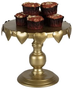 Zlatý kovový stojan so srdiečkami na tortičky - Ø 26*22 cm