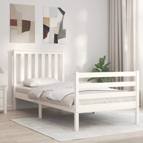 Rám postele s čelom biely 3FT jednolôžko masívne drevo 3194212