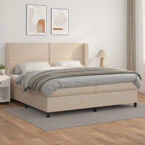 Boxspring posteľ s matracom kapučínová 200x200 cm umelá koža 3128996