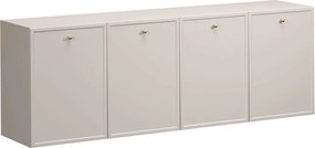 Závesná komoda Lorini 200 cm štvordverová - kašmír / zlaté úchytky