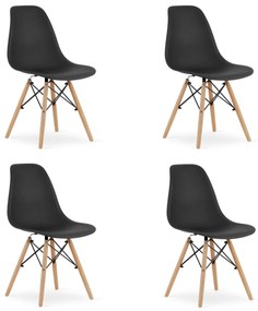 Set 4 stoličiek OSAKA čierne / prírodné nohy