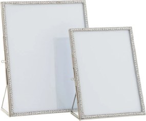 Strieborný kovový fotorámik s kamienkami Jewel - 15*20 cm