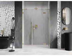 Mexen Lunar, pravé otočné sprchové dvere 160 cm, 8mm číre sklo, zlatý matný profil, 834S-160-050-55-00-P
