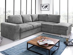 Rohová sedacia súprava Eddi, stredne šedá látka, pravý roh