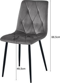 Set dvoch jedálenských stoličiek LIBRA zamatové tmavosivé / čierne nohy (2 ks)