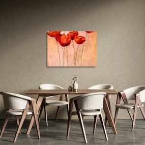 Sklenený obraz - Červené tulipány (70x50 cm)