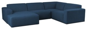 Tmavomodrá rohová pohovka z textílie buklé (do "U") Roxy – Scandic