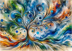 Sklenený obraz – Farebný energetický strom (70x50 cm)