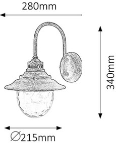 Rabalux 8677 - Vonkajšie nástenné svietidlo BARCELONA 1xE27/60W/230V