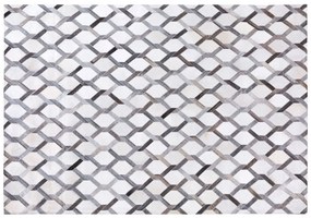 Kožený koberec 160 x 230 cm sivá/béžová AYDIN Beliani