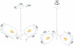 Toolight Toolight, Stropné svietidlo zo skla viacfarebné E14 60W APP436-4C, OSW-00565