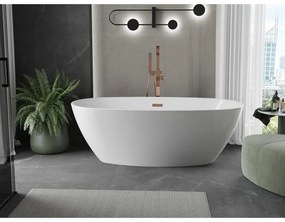 Mexen Eris, voľne stojaca vaňa 180 x 80 cm, biela, ružové zlato prepad, 53441808000-60