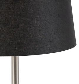 Moderná stolná lampa oceľ s čiernym tienidlom 35 cm - Simplo