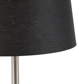 Moderná stolová lampa oceľ s čiernym tienidlom 35 cm - Simplo