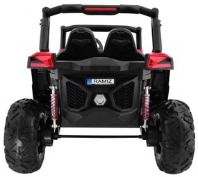 RAMIZ ELEKTRICKÁ AUTÍČKO JEEP UTV - MX - ČERVENÁ - 4X4  MOTOR - 4x45W BATÉRIA - 2 x 12V/7Ah - 2023