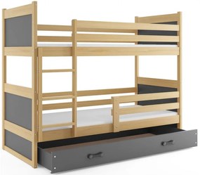 Interbeds Rico poschodová posteľ 190cm x 80cm borovicové drevo prírodno-sivá