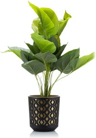 PLASTOVÝ KVETINÁČ ETNIC SADA 2KS 14,8X13,9 CM+20,1X19,5 CM ZLATÁ